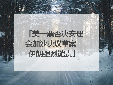 美一票否决安理会加沙决议草案 伊朗强烈谴责